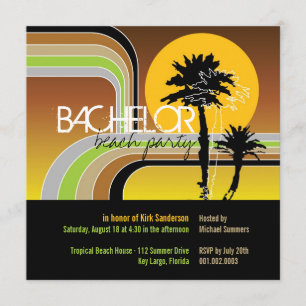Invitation Enterrement de vie de garçon Tropical Palmier Couc
