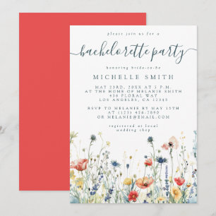 Invitation Enterrement de vie de jeune fille aux fleurs sauva