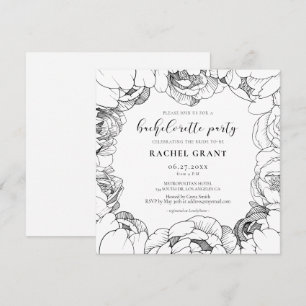 Invitation Enterrement de vie de jeune fille aux pivoines noi