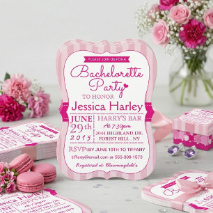 Invitation Enterrement de vie de jeune fille aux rayures rose
