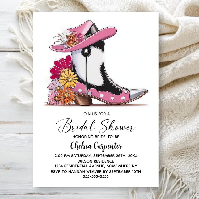 Invitation Enterrement de vie de jeune fille avec bottes rose (Créateur téléchargé)
