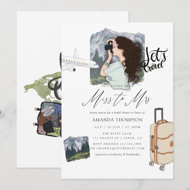Invitation Enterrement de vie de jeune fille Aventure Mme Mou (Devant / Derrière)