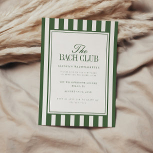 Invitation Enterrement de vie de jeune fille "Bach Club" vert