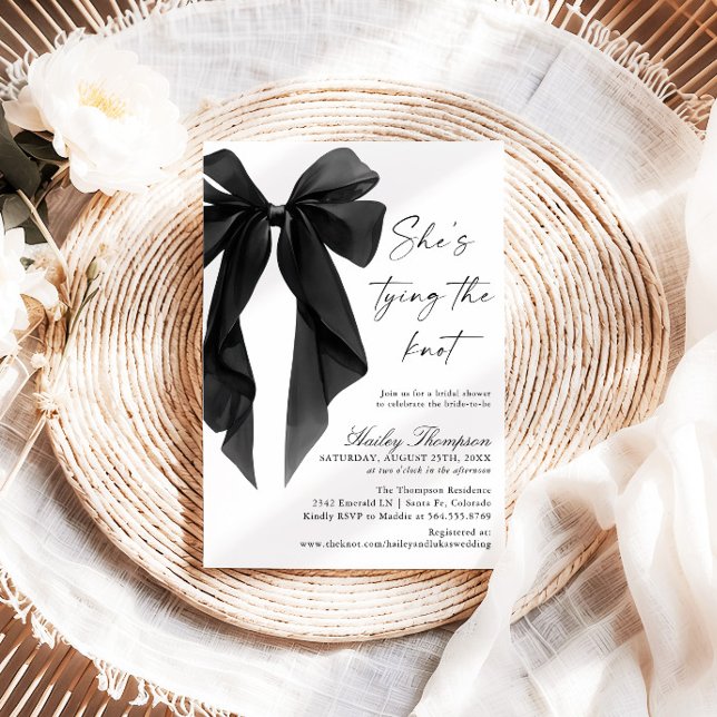 Invitation Enterrement de vie de jeune fille Black Bow She's  (Créateur téléchargé)