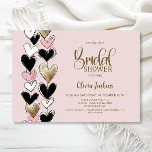 Invitation Enterrement de vie de jeune fille Black Pink Gold 