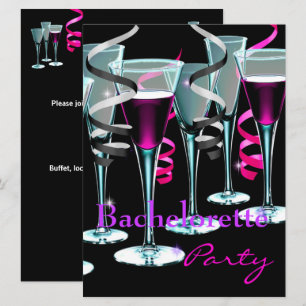 Invitation Enterrement de Vie de Jeune Fille Boissons Rose Vi