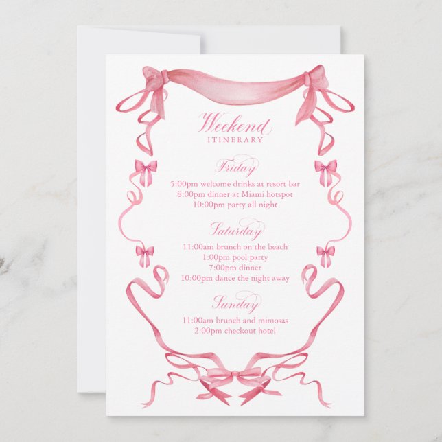 Invitation enterrement de vie de jeune fille Bows  (Dos)