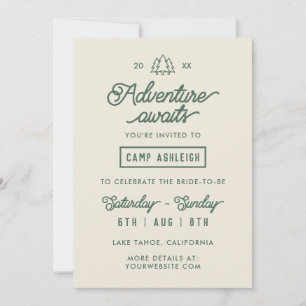 Invitation Enterrement de vie de jeune fille Camp d'aventure