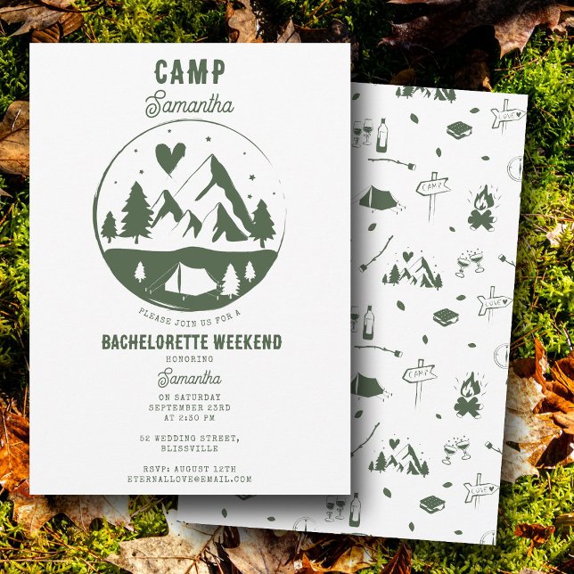 Invitation Enterrement de vie de jeune fille Camping Week-end (Camp Bachelorette Party Camping Bach Weekend Invitation)
