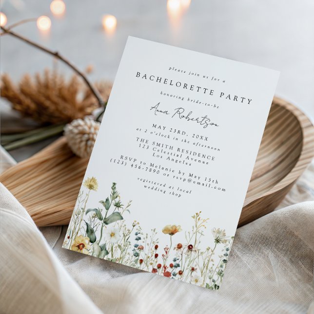 Invitation Enterrement de vie de jeune fille Champ de fleurs  (Créateur téléchargé)