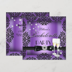 Invitation Enterrement de vie de jeune fille Champagne Violet