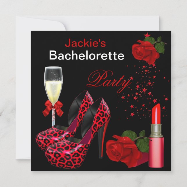 Invitation Enterrement de vie de jeune fille chaussure rouge  (Devant)