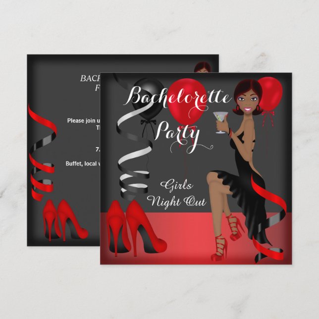 Invitation Enterrement de vie de jeune fille Chaussure Talons (Devant / Derrière)