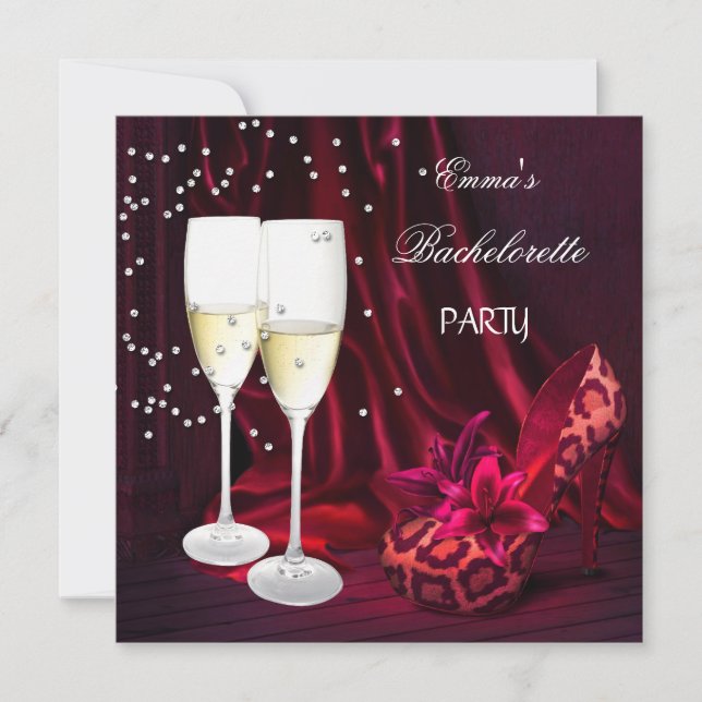 Invitation Enterrement de vie de jeune fille chaussures rouge (Devant)