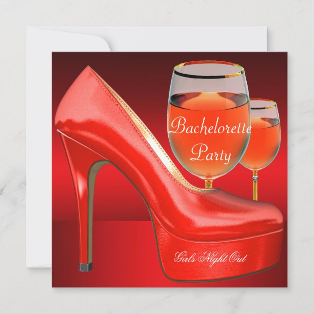 Invitation Enterrement de Vie de Jeune Fille Chaussures Rouge (Devant)