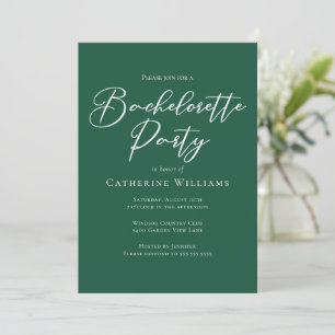 Invitation Enterrement de vie de jeune fille chic vert émerau