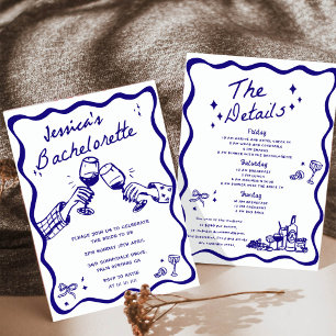 Invitation Enterrement de vie de jeune fille cocktail dessiné