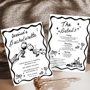Invitation Enterrement de vie de jeune fille cocktail noir de