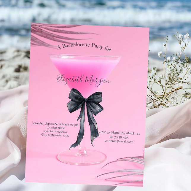 Invitation Enterrement de vie de jeune fille Cocktail Rose No (Créateur téléchargé)