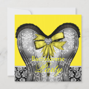 Invitation Enterrement de vie de jeune fille corset en damas 