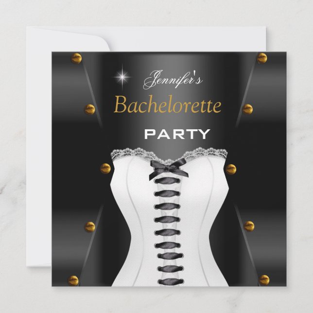 Invitation Enterrement de vie de jeune fille Corset noir et b (Devant)