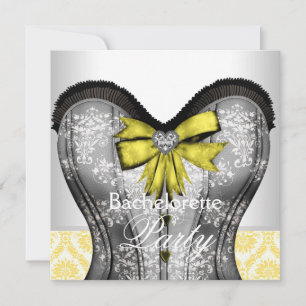 Invitation Enterrement de vie de jeune fille corset noir jaun