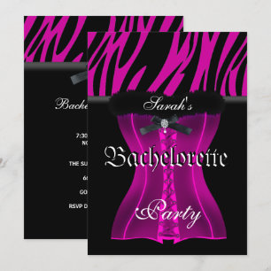 Invitation Enterrement de vie de jeune fille Corset noir Zèbr