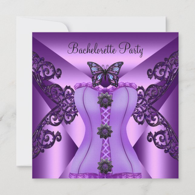 Invitation Enterrement de Vie de Jeune Fille Corset Papillon  (Devant)