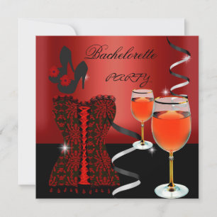 Invitation Enterrement de vie de jeune fille Corset rouge cha