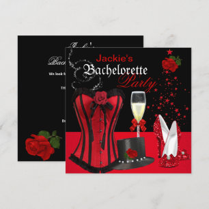 Invitation Enterrement de vie de jeune fille Corset Rouge Cha