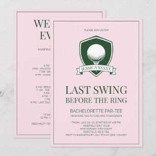 Invitation Enterrement de vie de jeune fille de golf Swing de
