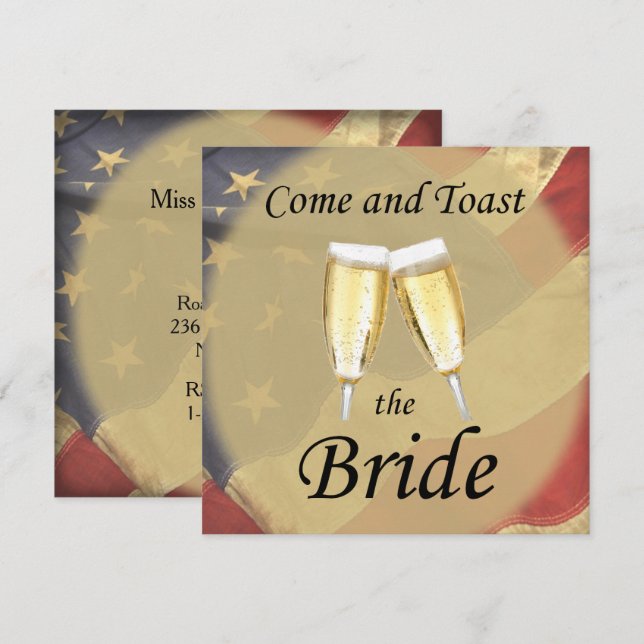 Invitation Enterrement de vie de jeune fille drapeau américai (Devant / Derrière)