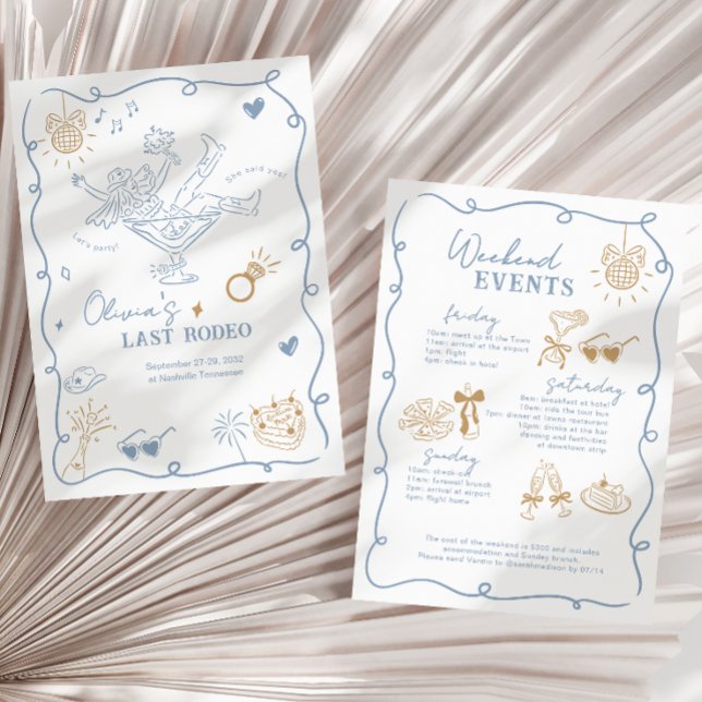Invitation Enterrement de vie de jeune fille Dusty Blue Last  (Créateur téléchargé)