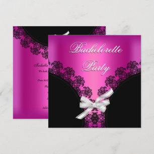 Invitation Enterrement de vie de jeune fille Fushia Dentelle 