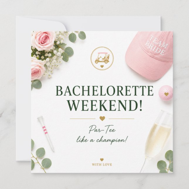 Invitation Enterrement de vie de jeune fille Golf  (Devant)