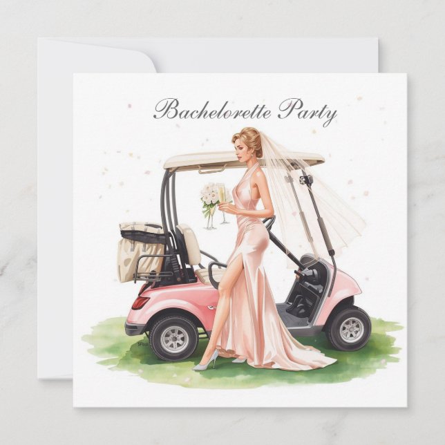 Invitation Enterrement de vie de jeune fille golf sur un parc (Devant)