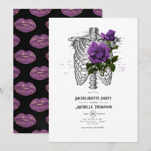 Invitation Enterrement de vie de jeune fille gothique aux ros