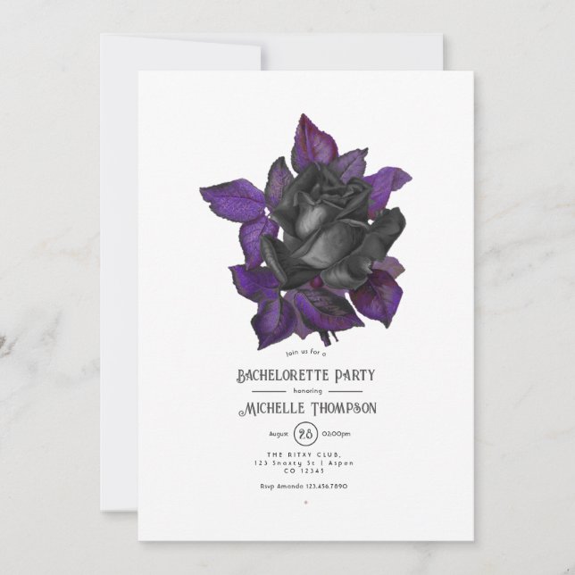 Invitation Enterrement de vie de jeune fille gothique violet  (Devant)
