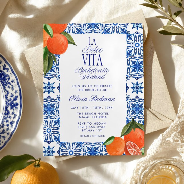 Invitation Enterrement de vie de jeune fille La Dolce Vita su (Italian Coastal La Dolce Vita Bachelorette Invitation)