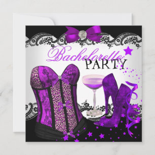 Invitation Enterrement de vie de jeune fille Léopard Violet C