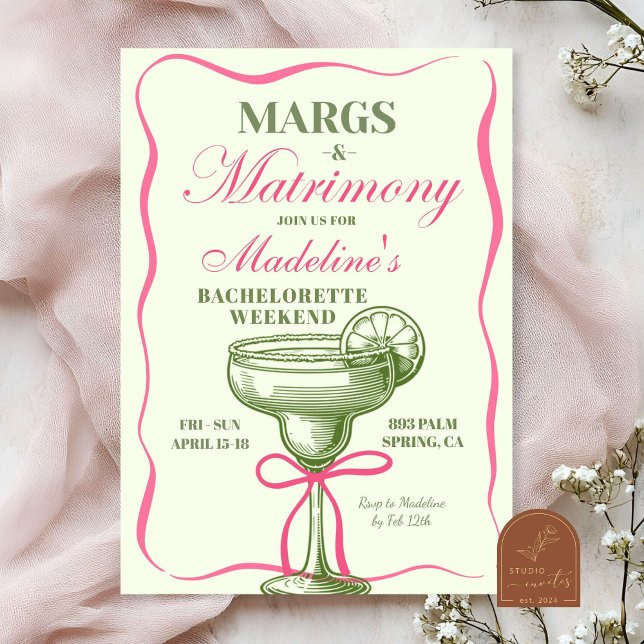 Invitation Enterrement de vie de jeune fille Margaritas Rétro (Créateur téléchargé)