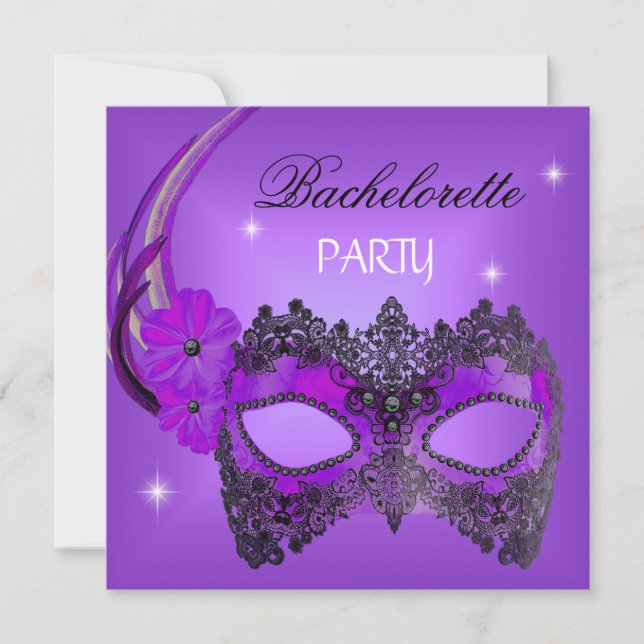 Invitation Enterrement de vie de jeune fille Masque Violet No (Devant)