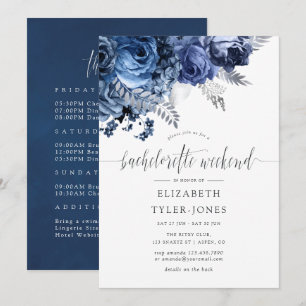 Invitation Enterrement de vie de jeune fille Navy et Blanc av