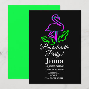 Invitation Enterrement de vie de jeune fille Néon Flamant Ros