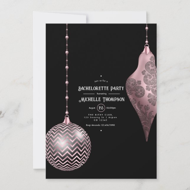 Invitation Enterrement de vie de jeune fille Noël Rose Pâle e (Devant)
