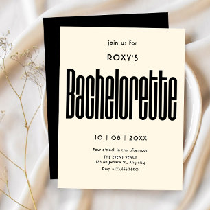 Invitation Enterrement de vie de jeune fille noir et blanc Ré