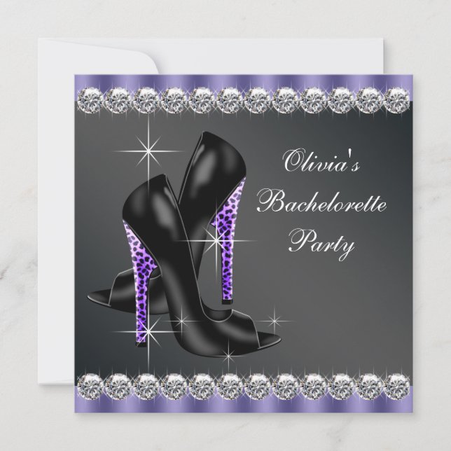 Invitation Enterrement de vie de jeune fille Noir Violet (Devant)