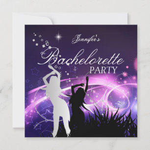 Invitation Enterrement de vie de jeune fille Noir Violet Blan