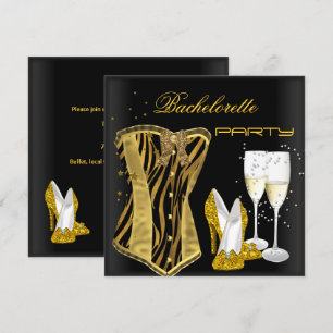 Invitation Enterrement de vie de jeune fille Or Noir Corset Z