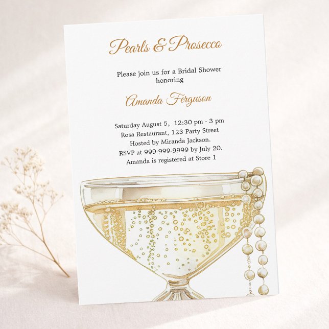 Invitation Enterrement de vie de jeune fille Perles et Prosec (Créateur téléchargé)